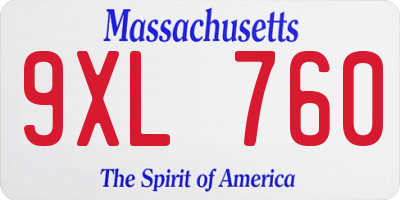 MA license plate 9XL760