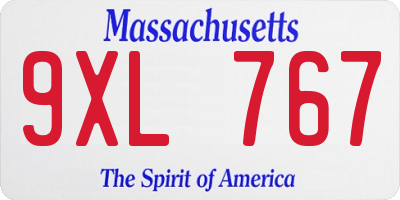 MA license plate 9XL767
