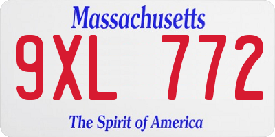 MA license plate 9XL772