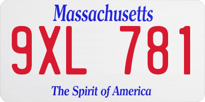 MA license plate 9XL781