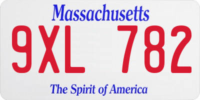 MA license plate 9XL782