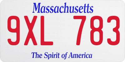 MA license plate 9XL783