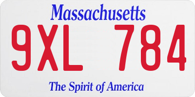 MA license plate 9XL784
