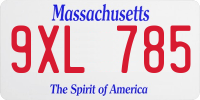 MA license plate 9XL785