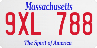 MA license plate 9XL788