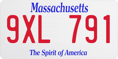 MA license plate 9XL791