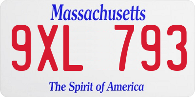 MA license plate 9XL793