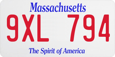 MA license plate 9XL794