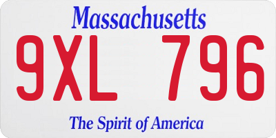 MA license plate 9XL796