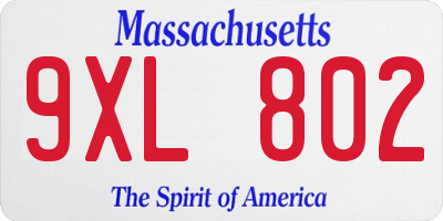 MA license plate 9XL802