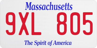 MA license plate 9XL805