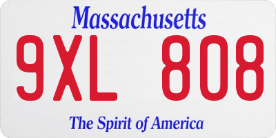 MA license plate 9XL808