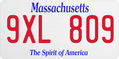 MA license plate 9XL809