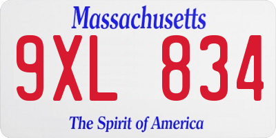MA license plate 9XL834