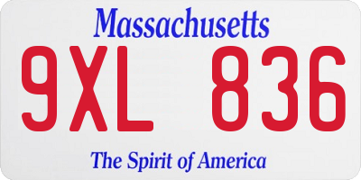 MA license plate 9XL836