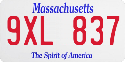 MA license plate 9XL837