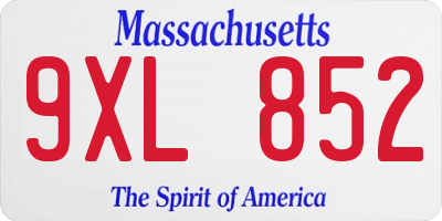MA license plate 9XL852