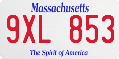 MA license plate 9XL853