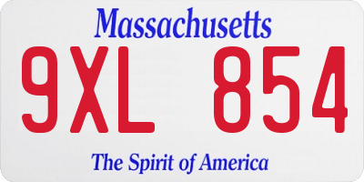 MA license plate 9XL854