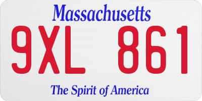 MA license plate 9XL861