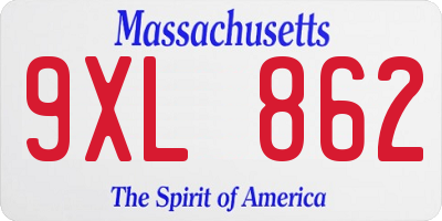 MA license plate 9XL862