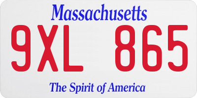 MA license plate 9XL865