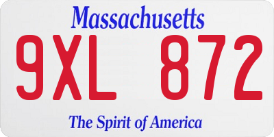 MA license plate 9XL872