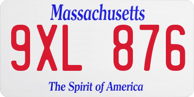 MA license plate 9XL876