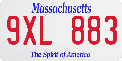 MA license plate 9XL883