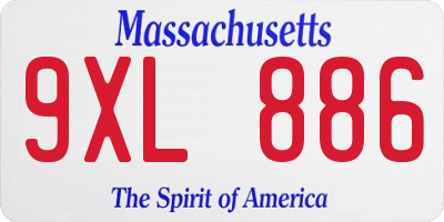 MA license plate 9XL886
