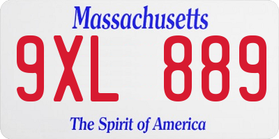MA license plate 9XL889