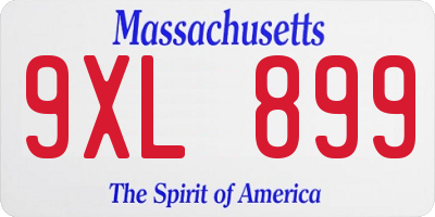 MA license plate 9XL899