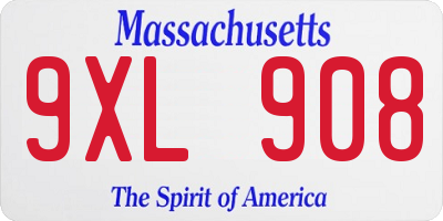 MA license plate 9XL908