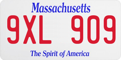 MA license plate 9XL909