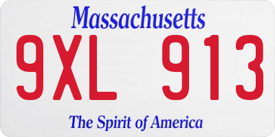 MA license plate 9XL913