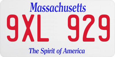 MA license plate 9XL929