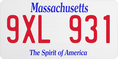 MA license plate 9XL931