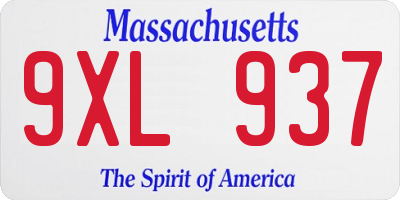 MA license plate 9XL937