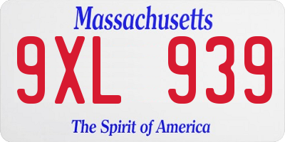 MA license plate 9XL939