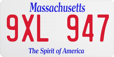 MA license plate 9XL947
