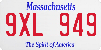 MA license plate 9XL949
