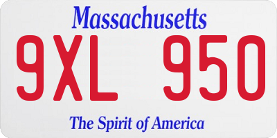 MA license plate 9XL950