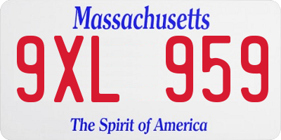 MA license plate 9XL959