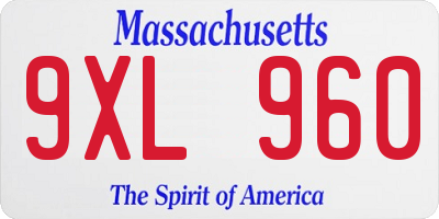 MA license plate 9XL960