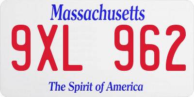 MA license plate 9XL962