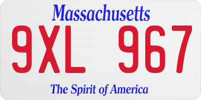 MA license plate 9XL967