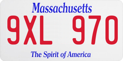 MA license plate 9XL970
