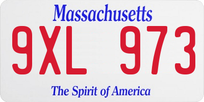 MA license plate 9XL973