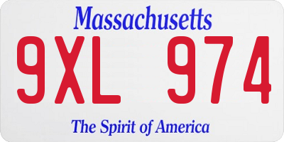 MA license plate 9XL974