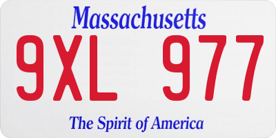 MA license plate 9XL977